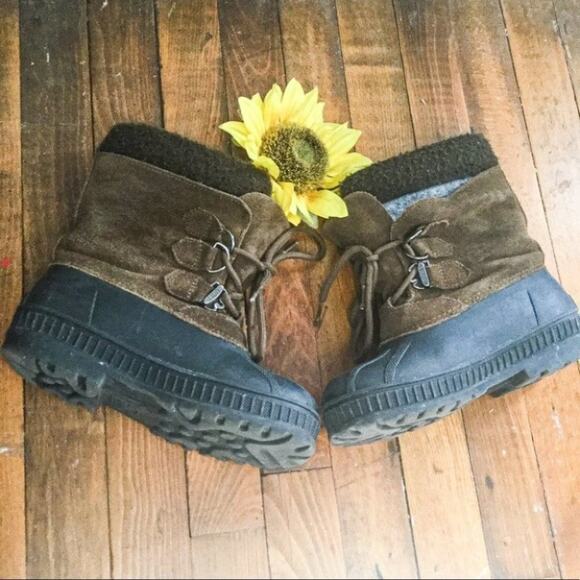 Sorel Badger Kids Snow Rain Boots Brown Lace Up - Picture 1 of 15